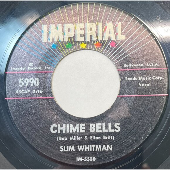 Slim Whitman My Wild Irish Rose / Chime Bells 45 Vinyl Classic Country Imperial - Picture 2 of 6